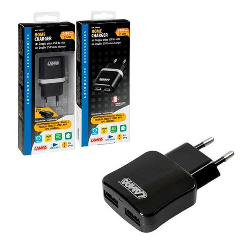 LAMPA Double cigarette lighter charger for mobile phone USB 230V 2100 MA LAM38949