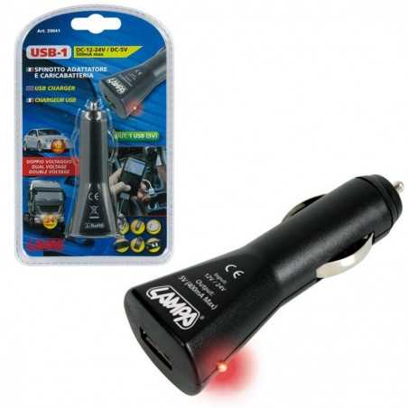 LAMPA Cigarette lighter plug 1 port USB 12/24V 500MA LAM39041