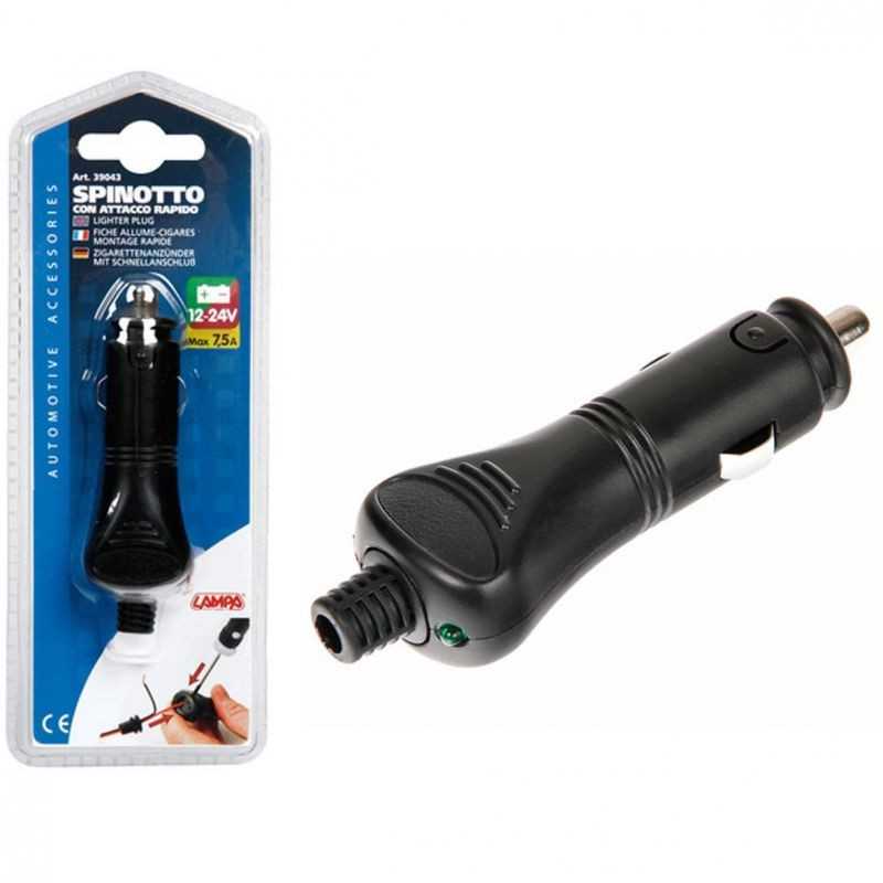 LAMPA Cigarette plug quick connection light indicator LED 12V/24V 7'5A LAM39043