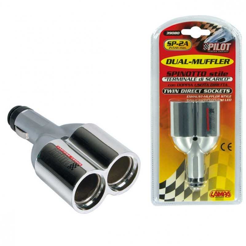 LAMPA Enchufe mechero 2 tomas 1 salida STANDARD SP-2A 10A 12/24V LAM39080