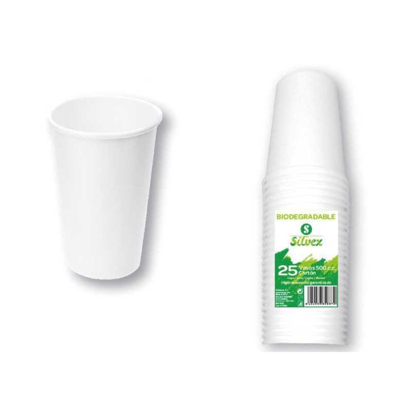 SILVEX Pack of 25 biodegradable cardboard cups 500 CC 07205