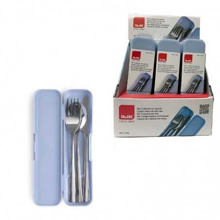 IBILI Estuche con tenedor, cuchara y cuchillo de acero inoxidable (16CM/16CM/18CM) 07210