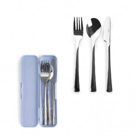 IBILI Estuche con tenedor, cuchara y cuchillo de acero inoxidable (16CM/16CM/18CM) 07210