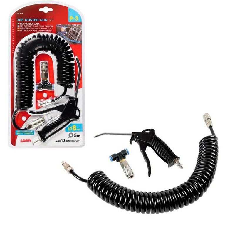 LAMPA Pistola de aire comprimido con manguera espiral MAX 13 BAR 5 M LAM97187