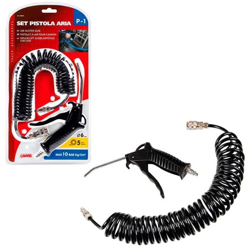 LAMPA Blow gun with spiral hose MAX 10 BAR 5 M LAM98078