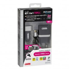 LAMPA Mobile charger kit 3 in 1 fast charge TIPO C 12/24V +230V LAM38853