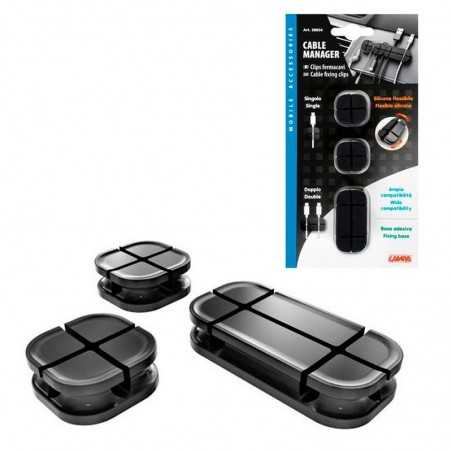 LAMPA Organizador de cables 3 tamaños base adhesiva LAM38854
