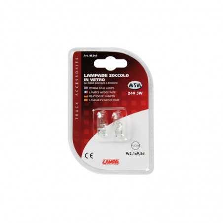 LAMPA Blister 2 lámparas bombillas homologadas sin casquillo W5W 24V 5W W2 1X9 5D E LAM98241