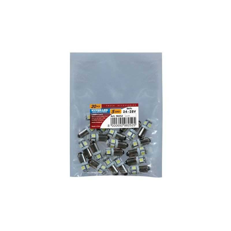 LAMPA Bolsa 20 lámparas bombillas 3 chips T4W HYPER LED 24/28V 5SMD BA95S LAM98252