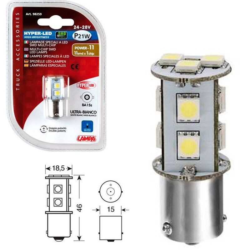 LAMPA LÁMPARA BOMBILLA HYPER LED POWER 33 24/28V P21W LAM98259