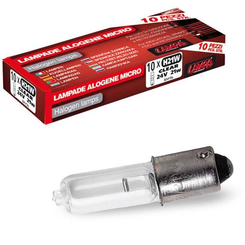 Box of 10 lamps approved bulbs H21W 24V 21W BAY9S E