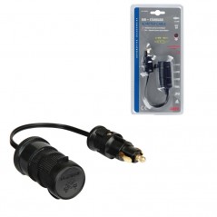 LAMPA Adaptador enchufe mechero con alargador STANDARD+DIN 12/24V 8A LAM39028