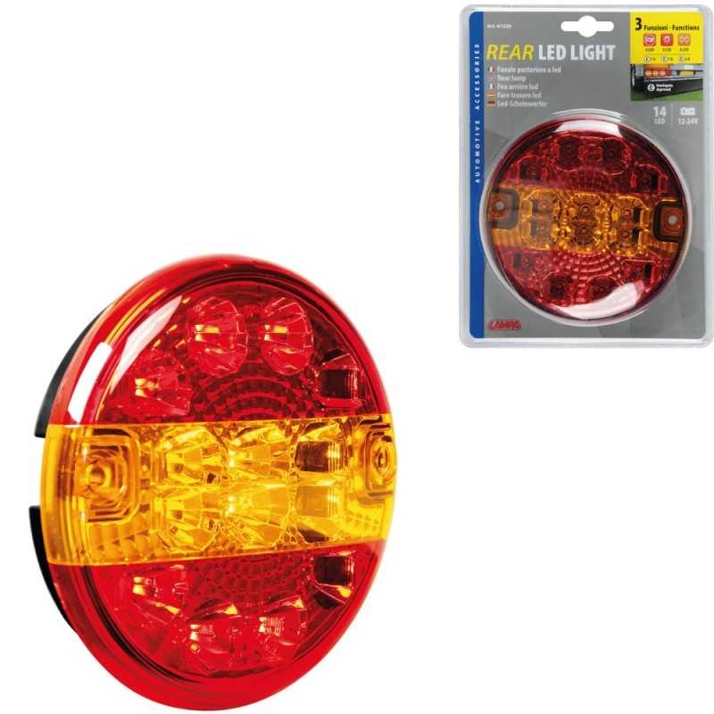 LAMPA Piloto trasero 3 funciones redondo homologado para camión 14 LED 12/24V E LAM41529