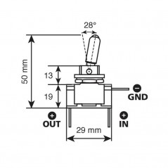 LAMPA Interruptor de palanca 2 terminales 12/24V 20A LAM45559VAR