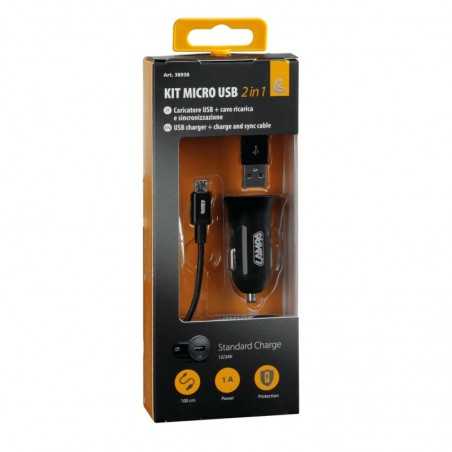 LAMPA Cargador de mechero 2 en 1 MICRO USB 12/24V 1000 MA LAM38938