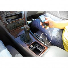 LAMPA Cigarette lighter plug 4 sockets + 2 ports USB 1A 60 CM 5A 12/24V LAM39024
