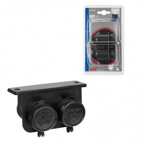 LAMPA Enchufe mechero 2 tomas interior y exterior impermeable EXT-4 15A 12/24V LAM39029