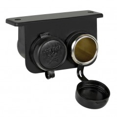 LAMPA Cigarette lighter plug 2 waterproof interior and exterior sockets EXT-4 15A 12/24V LAM39029