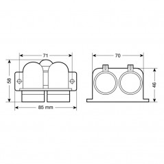 LAMPA Cigarette lighter plug 2 waterproof interior and exterior sockets EXT-4 15A 12/24V LAM39029