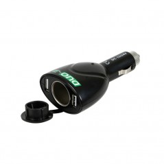 LAMPA Cigarette lighter plug 1 outlet + 2 ports DUO3 STANDARD USB 12/24V 60 CM LAM39047