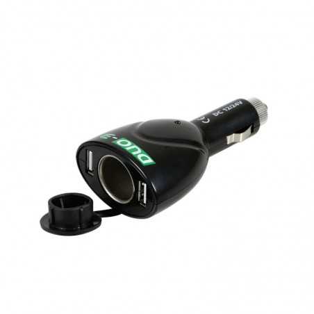 LAMPA Enchufe mechero 1 toma + 2 puertos DUO3 STANDARD USB 12/24V 60 CM LAM39047