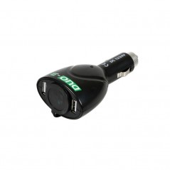 LAMPA Cigarette lighter plug 1 outlet + 2 ports DUO3 STANDARD USB 12/24V 60 CM LAM39047