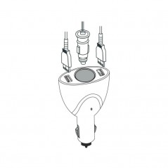 LAMPA Cigarette lighter plug 1 outlet + 2 ports DUO3 STANDARD USB 12/24V 60 CM LAM39047