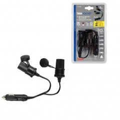 LAMPA Cigarette lighter plug 2 sockets with cover 18 CM 12/24V LAM39056