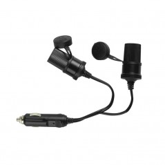 LAMPA Cigarette lighter plug 2 sockets with cover 18 CM 12/24V LAM39056