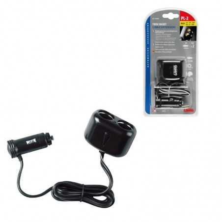 LAMPA Cigarette lighter plug 2 sockets PL2 LED 200 CM 10A 12/24V LAM39058