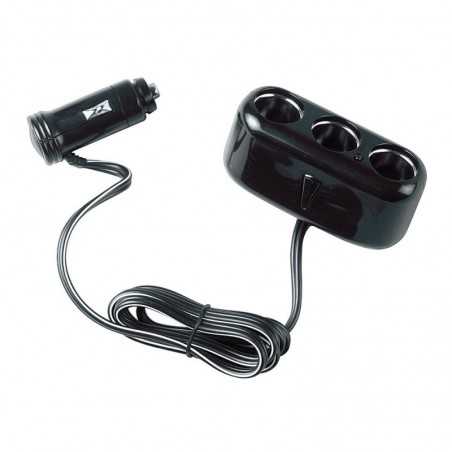 LAMPA Cigarette lighter plug 3 sockets PL3 2 M 10A 12/24V LAM39059