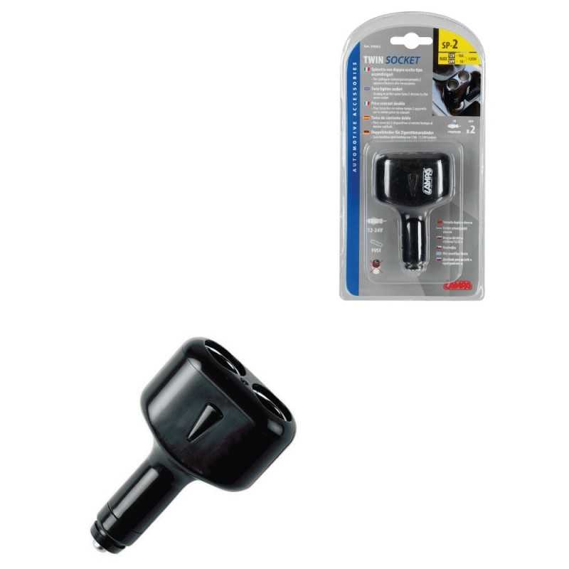 LAMPA Twin cigarette lighter socket 2 light sockets LED 10A 12/24V LAM39062