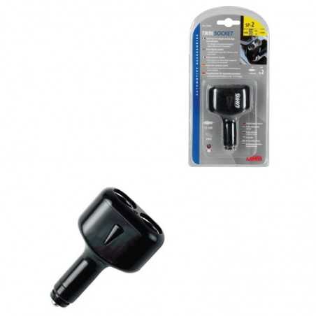 LAMPA Twin cigarette lighter socket 2 light sockets LED 10A 12/24V LAM39062