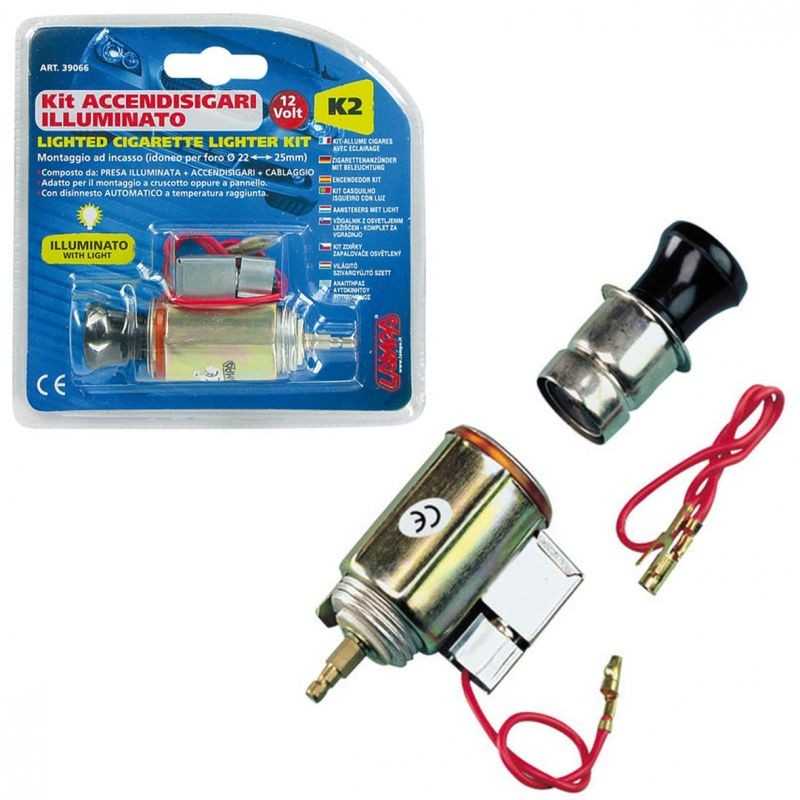 LAMPA cigarette lighter plug with light K2 Ø21 MM 12V LAM39066