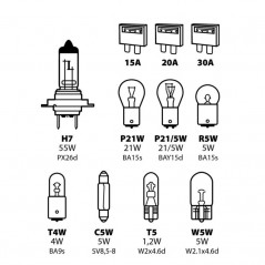 LAMPA Estuche 8 lámparas halógenas + 3 fusibles para coche H7 12V LAM58158