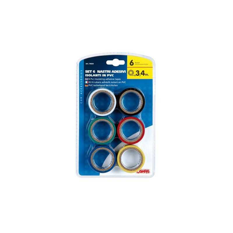 LAMPA Kit 6 rollos cinta aislante para cables eléctricos LAM70026