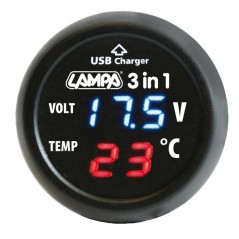LAMPA Multi-function plug thermometer voltmeter 1 port USB LAM74063
