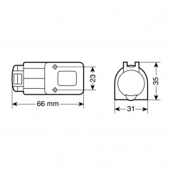 LAMPA Meche plug socket with cover RO EXT-5 DIN MAX 15A 12/24V LAM39026
