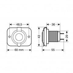 LAMPA Cigarette lighter socket EXT-1 MAX 20A 12/24V LAM39036