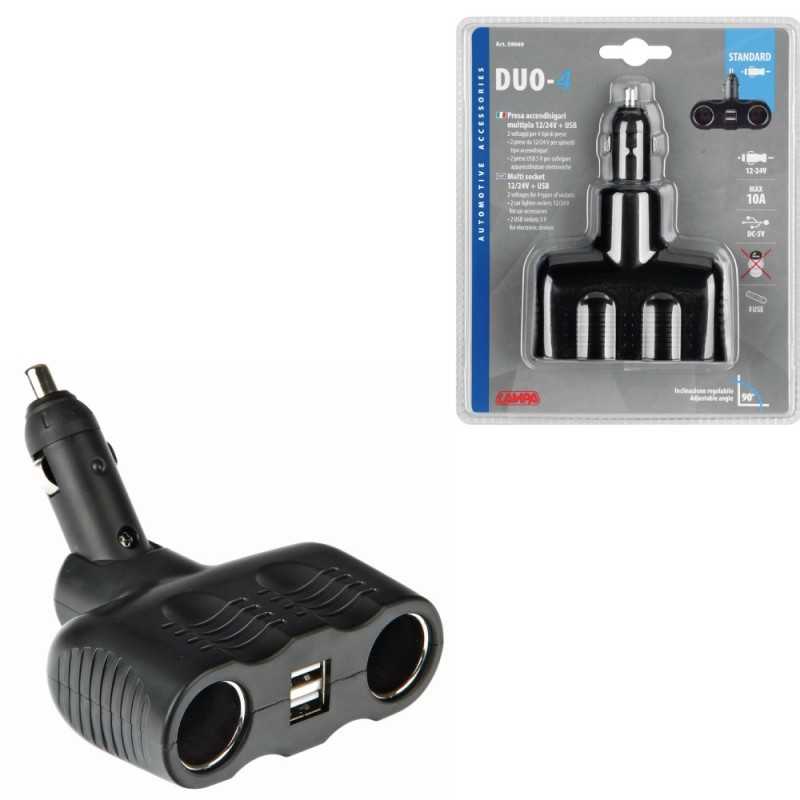 LAMPA Toma mechero doble + 2 puertos DUO-4 STANDARD USB 12/24V LAM39069