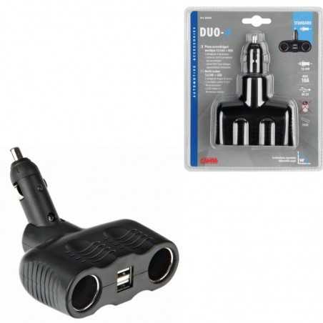 LAMPA Double cigarette lighter socket + 2 ports DUO-4 STANDARD USB 12/24V LAM39069