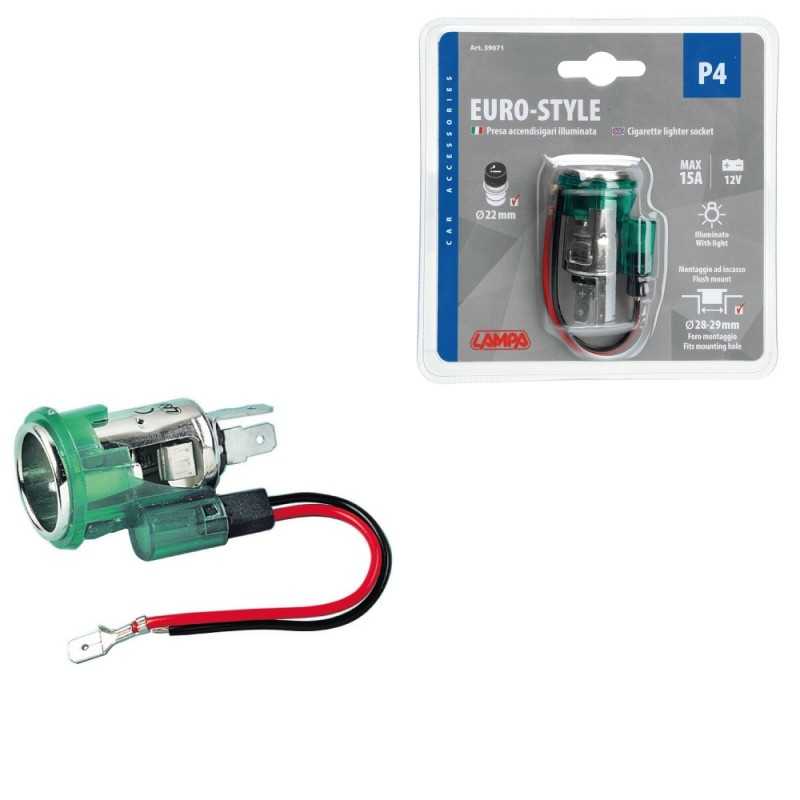 LAMPA European lighter socket with light P4 12V LAM39071