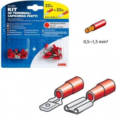 LAMPA Kit 40 female and male electrical cable terminals 0,5-1,5 MM2 LAM45051