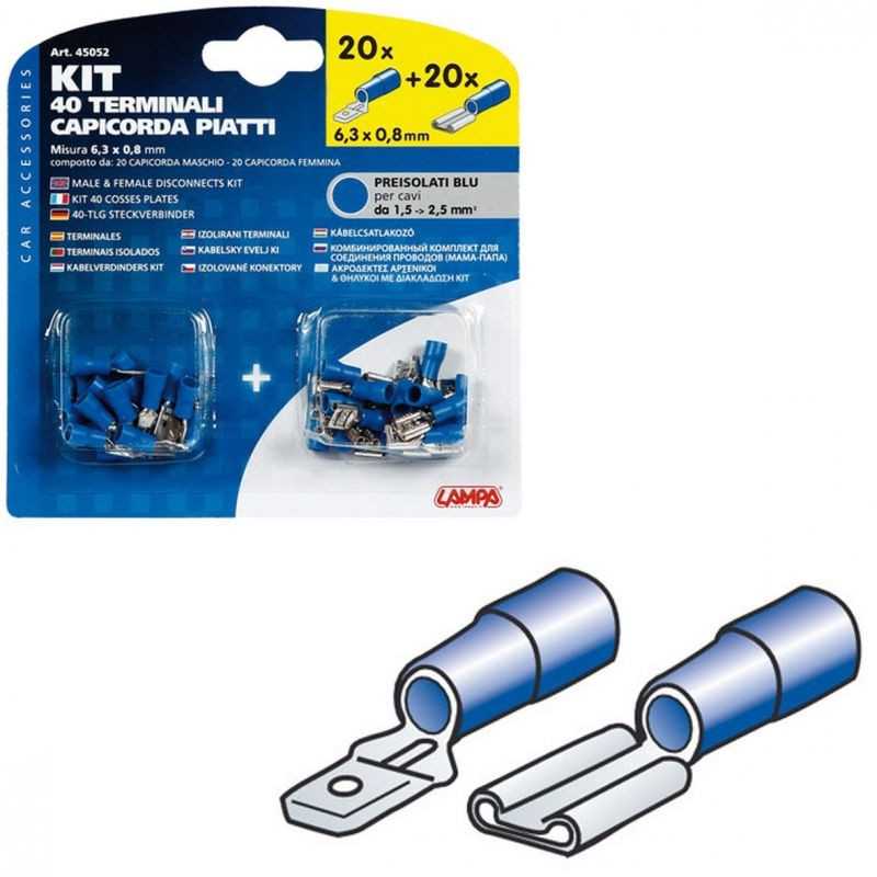 LAMPA Kit 40 terminales de cable eléctrico hembra y macho 1,5-2,5 MM2 LAM45052