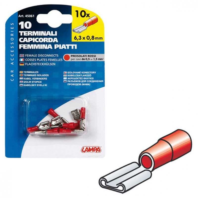 LAMPA Blister 10 terminales de cable eléctrico hembra 0,5-1,5 MM2 LAM45061
