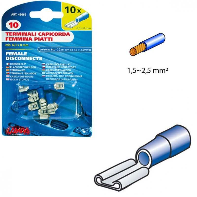 LAMPA Blister 10 terminales de cable eléctrico hembra 1,5-2,5 MM2 LAM45062
