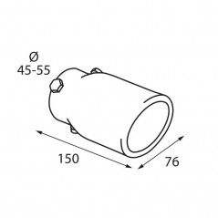 LAMPA Stainless steel tailpipe TS 7 Ø45-55 MM LAM60016