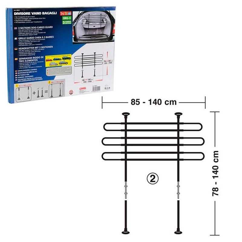 LAMPA Rejilla separa perros regulable para maletero 3 secciones LAM60421