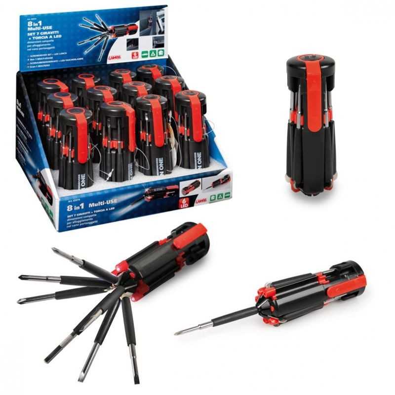 LAMPA Set 7 destornilladores + linterna LED LAM65974