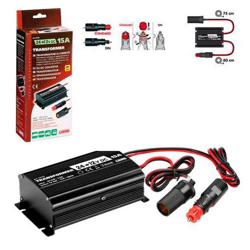 LAMPA Transformador con cable 24V - 12V 15A 75 CM LAM70153